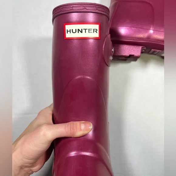 Hunter original short nebula women’s rain boot iridescent hayes burgundy size 7 - Picture 9 of 9